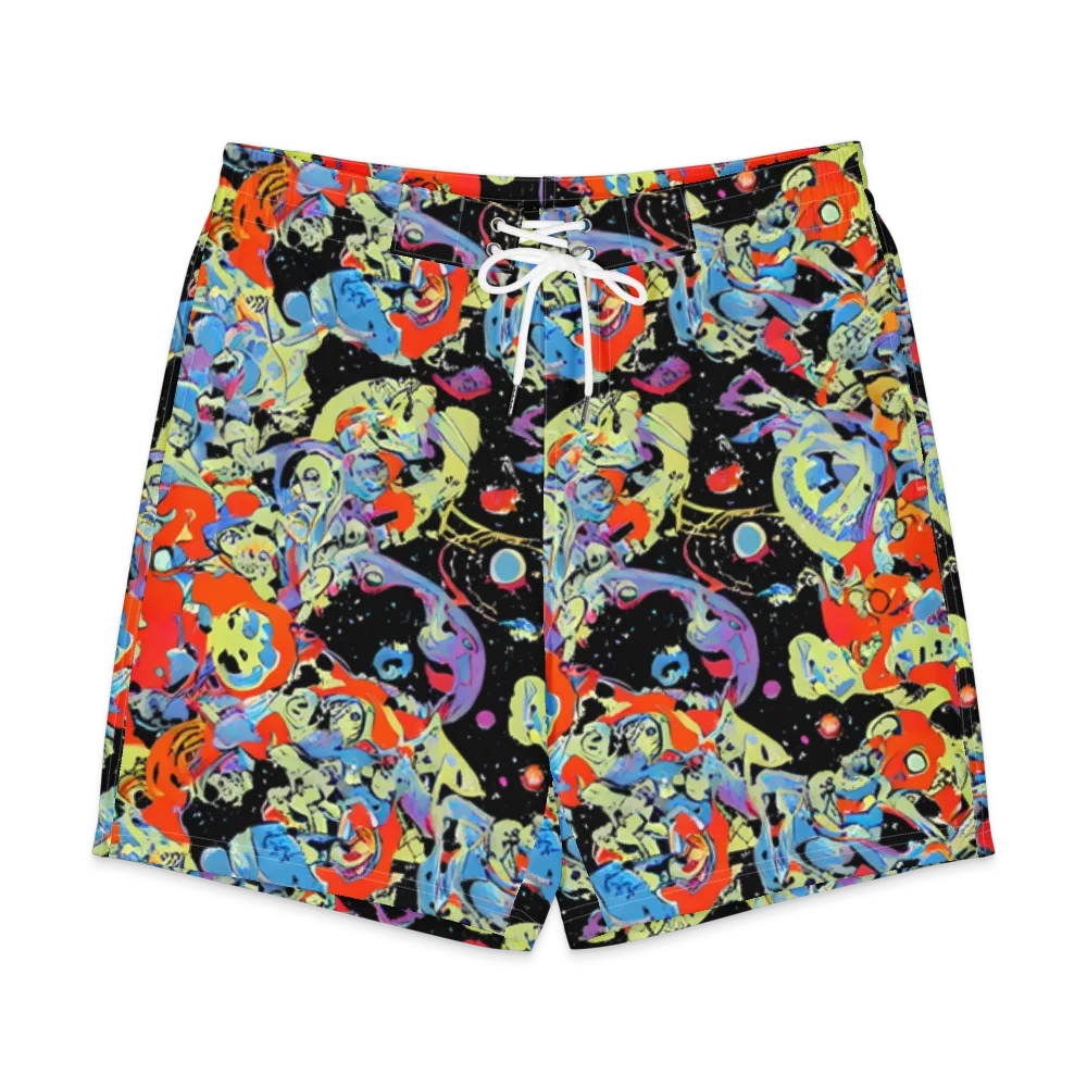 Blacklight Bones on Men's Board Shorts — Front