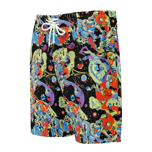 Blacklight Bones on a Men's Board Shorts