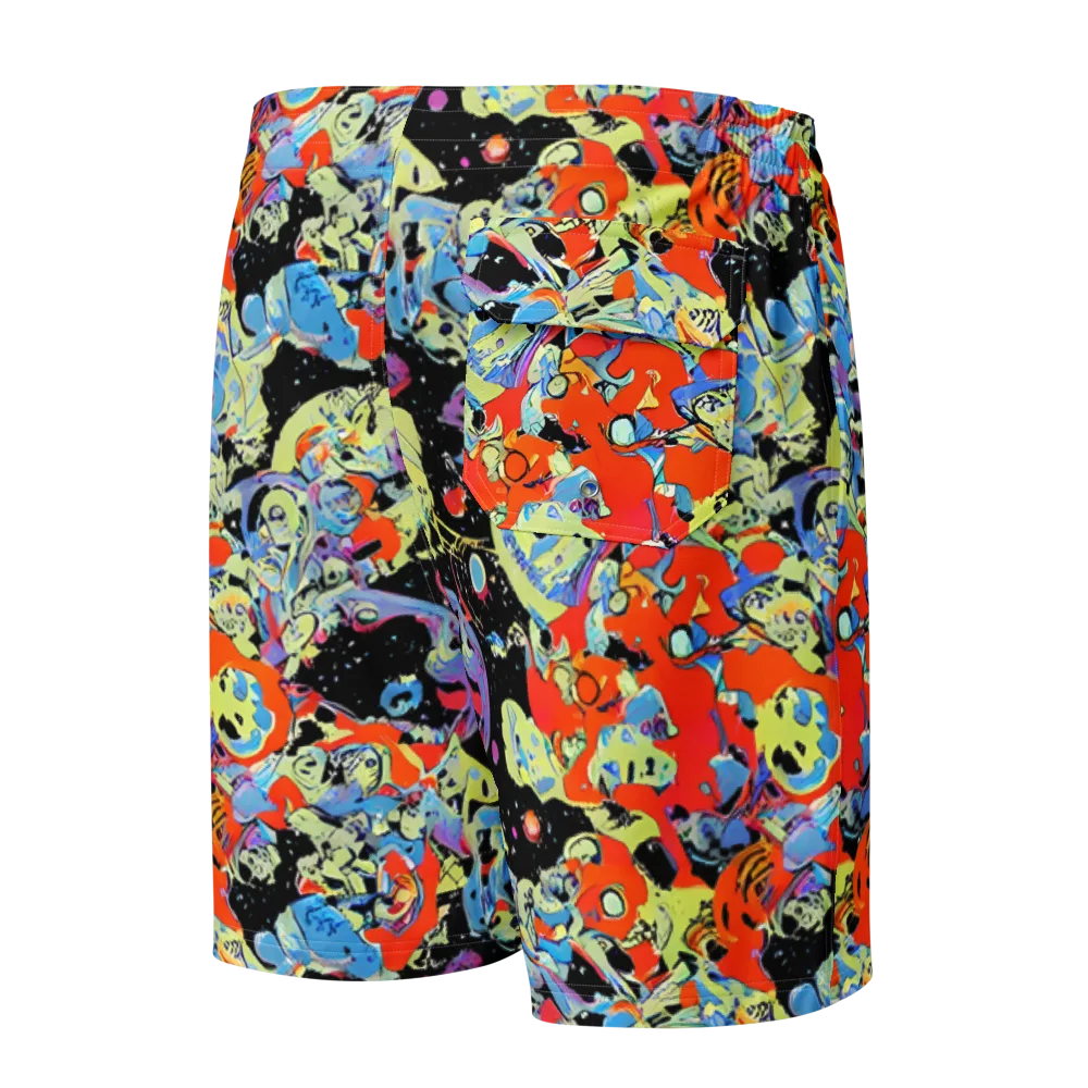 Blacklight Bones on Men's Board Shorts — Back