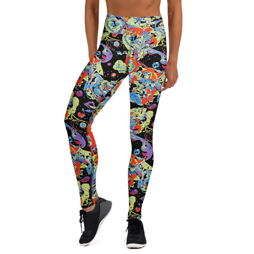 Blacklight Bones on Yoga Leggings — Front