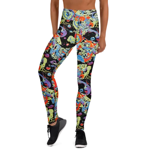 Blacklight Bones on a Yoga Leggings