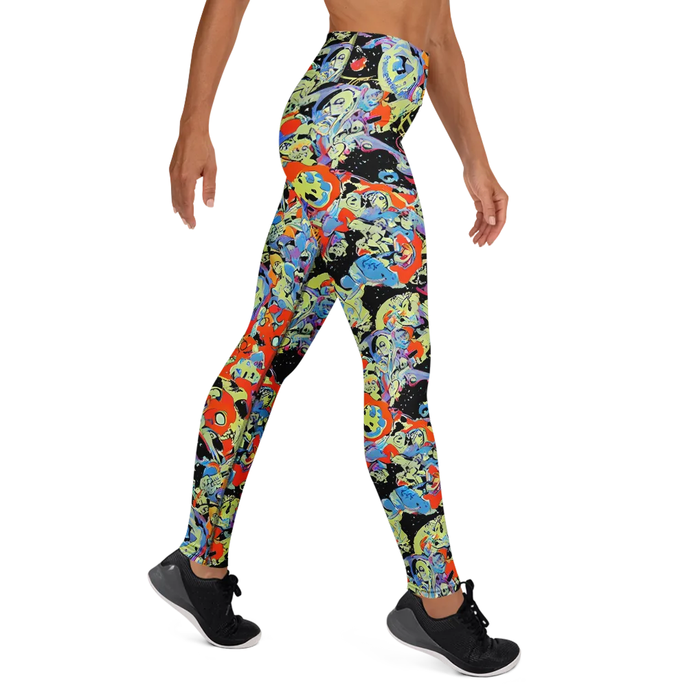Blacklight Bones on Yoga Leggings — Right