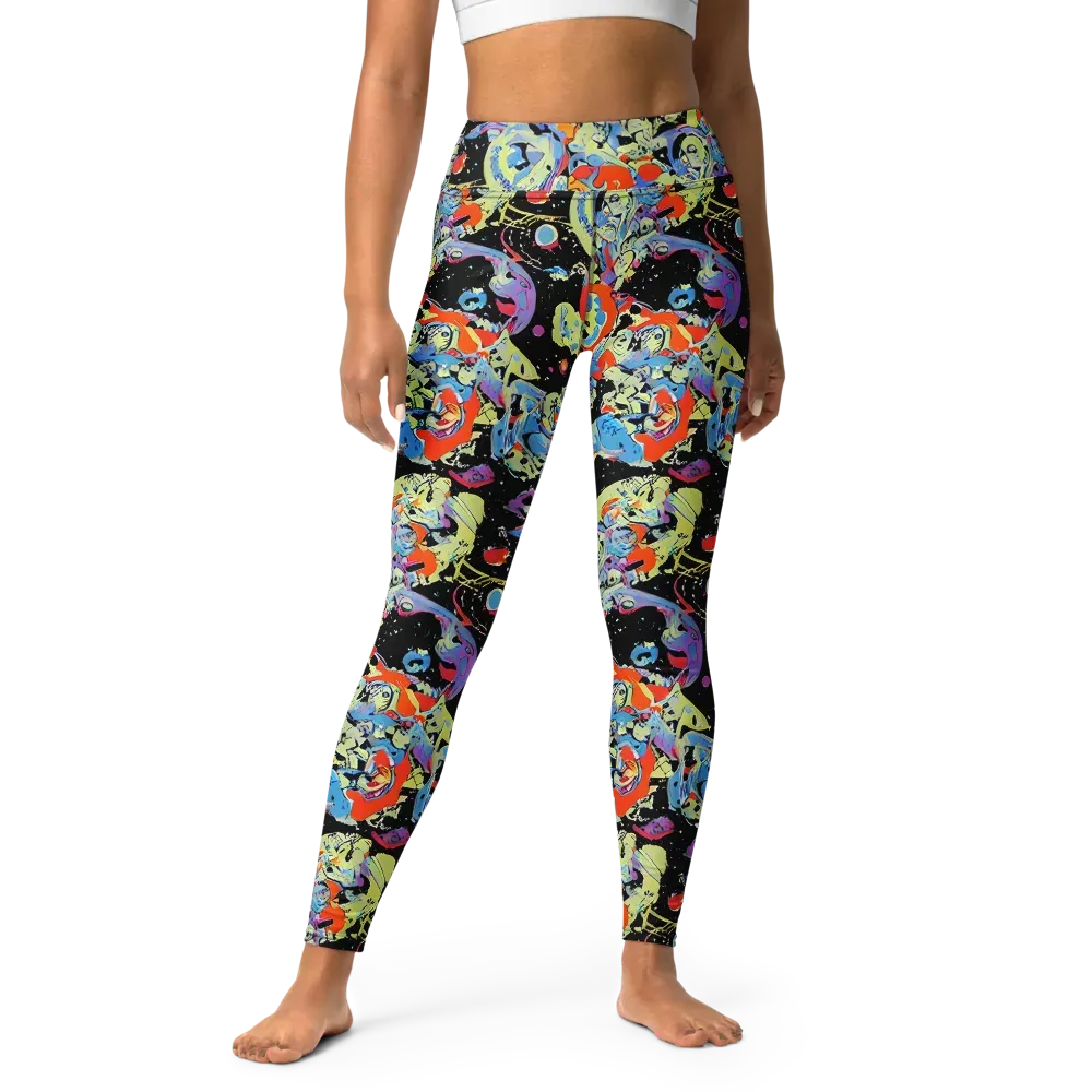 Blacklight Bones on Yoga Leggings — Front
