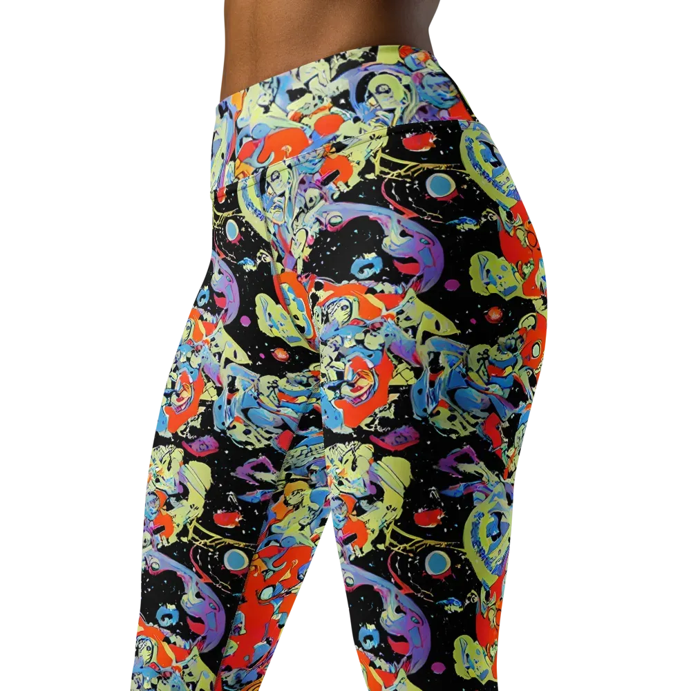 Blacklight Bones on Yoga Leggings — Left Front