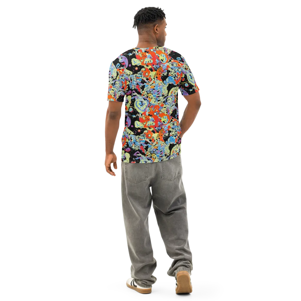 Blacklight Bones on Men's Cotton Crew Neck T-Shirt — Back