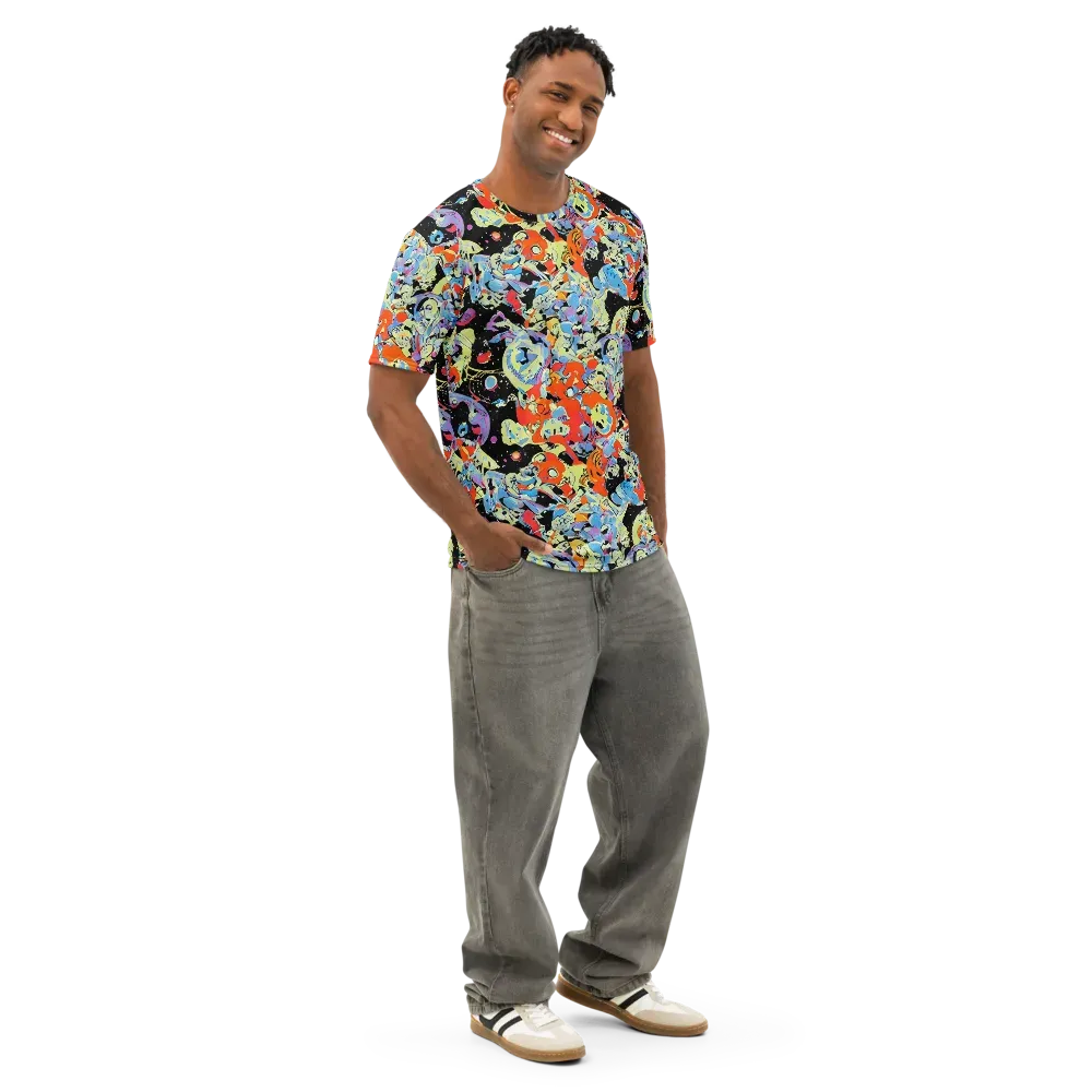 Blacklight Bones on Men's Cotton Crew Neck T-Shirt — Right Front