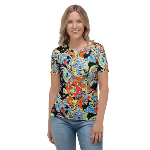 Blacklight Bones on a Women's Crew Neck T-Shirt
