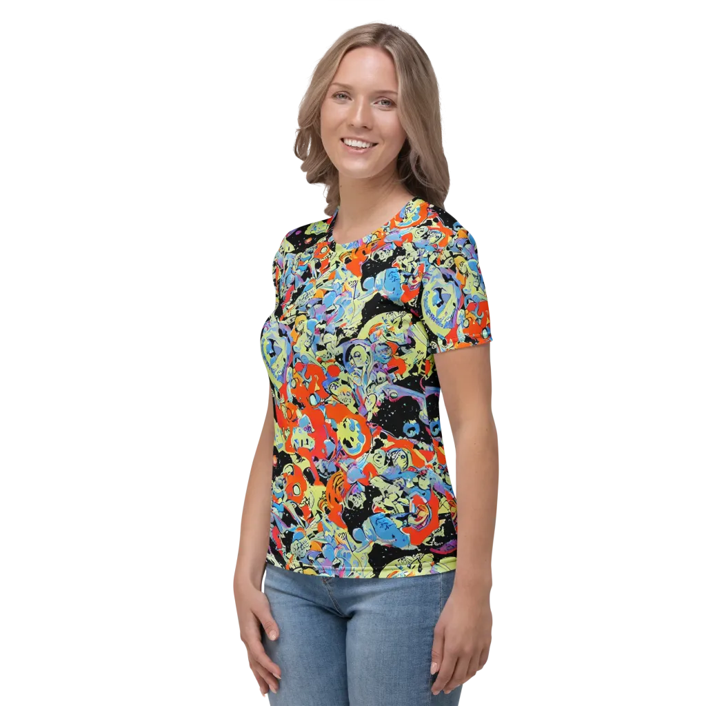 Blacklight Bones on Women's Crew Neck T-Shirt — Left