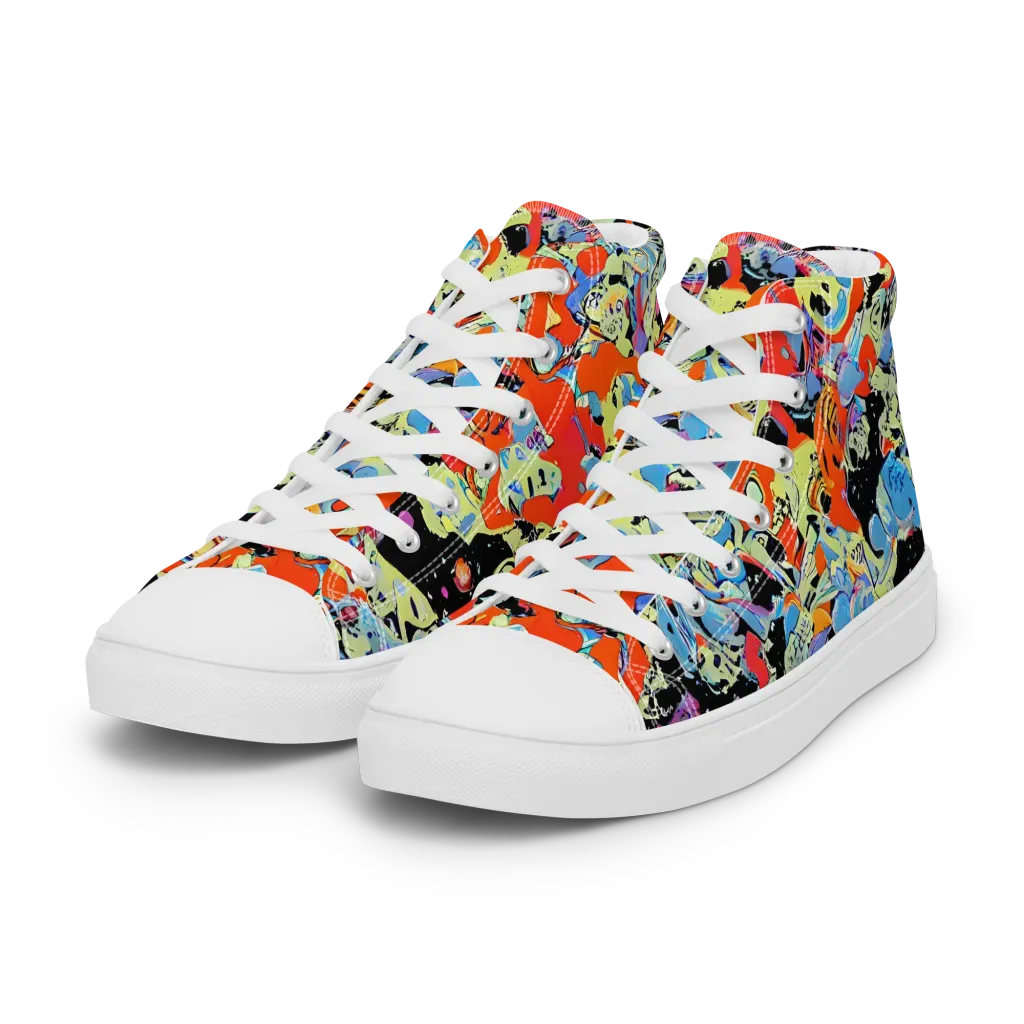 Blacklight Bones on Women's High Top Canvas Shoes — Left Front