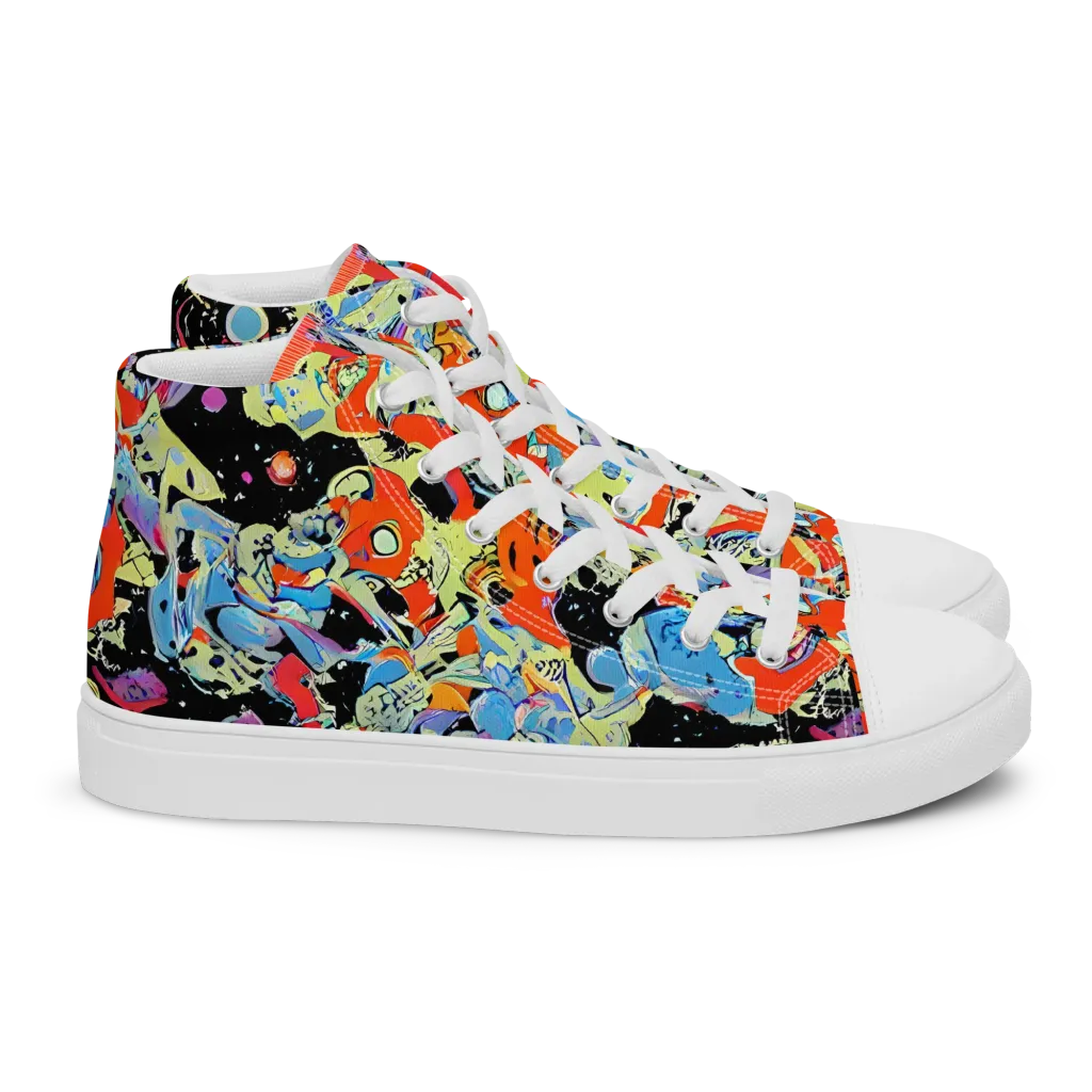 Blacklight Bones on Women's High Top Canvas Shoes — Right