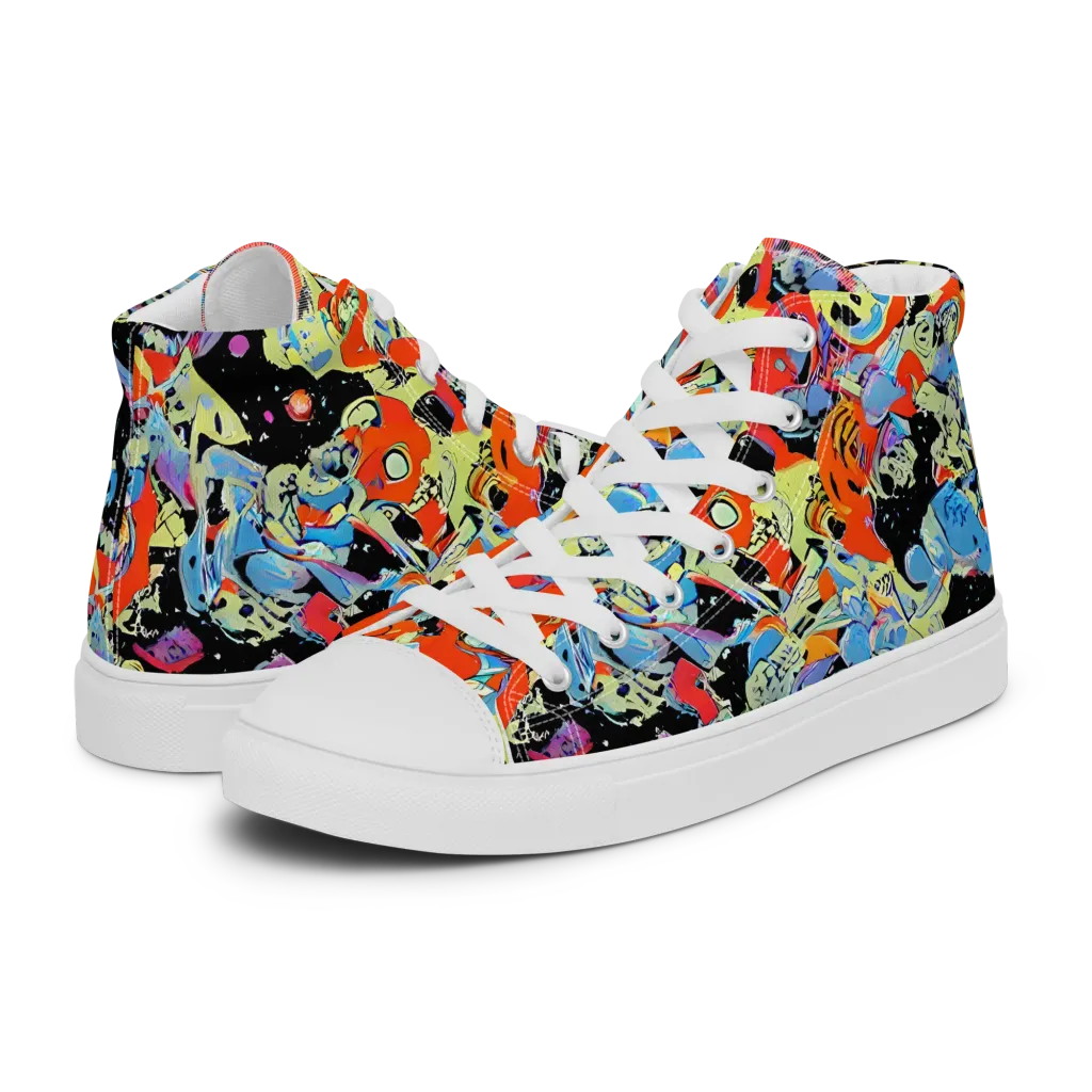 Blacklight Bones on Women's High Top Canvas Shoes — Left