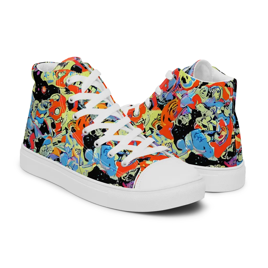 Blacklight Bones on Women's High Top Canvas Shoes — Right