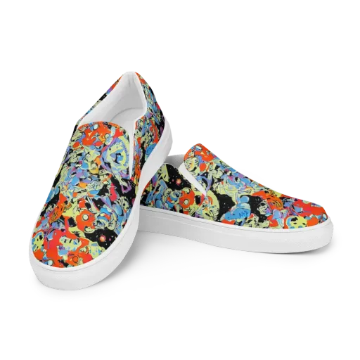 Blacklight Bones on a Men's Slip-On Canvas Shoes