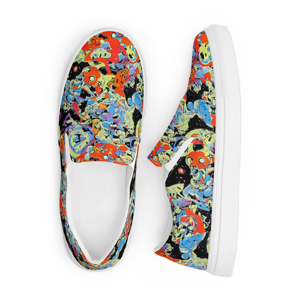 Blacklight Bones on Men's Slip-On Canvas Shoes — Front