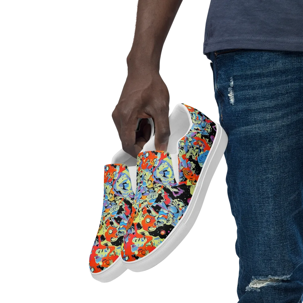 Blacklight Bones on Men's Slip-On Canvas Shoes — Left Front