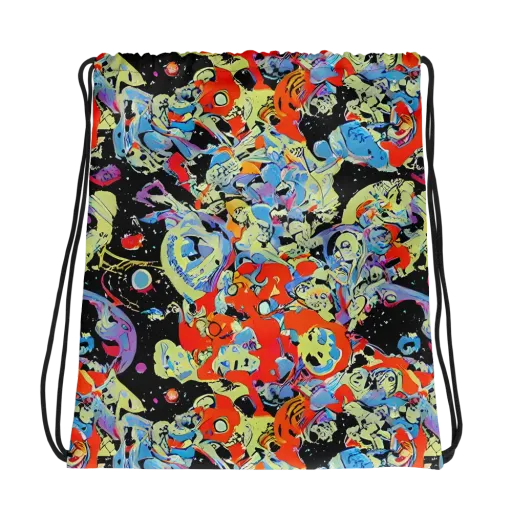 Blacklight Bones on a Drawstring Bag