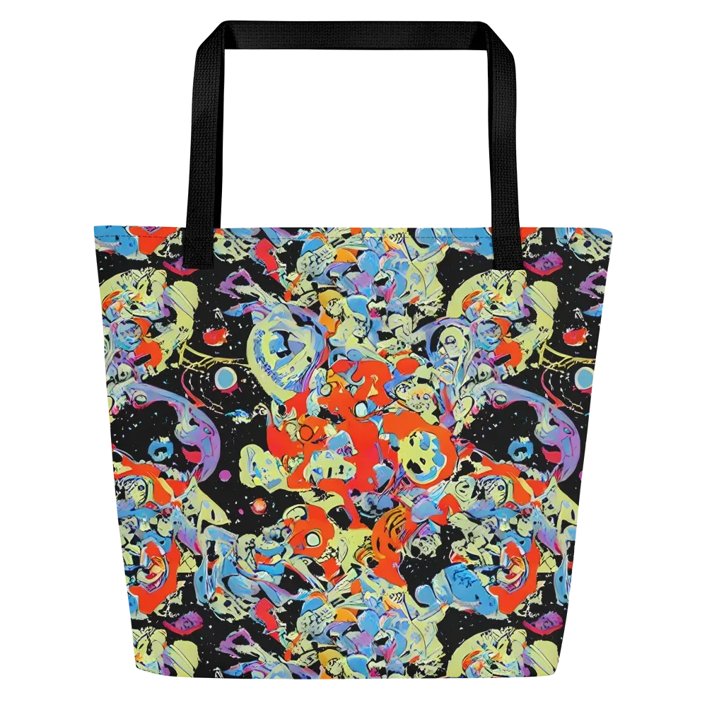 Blacklight Bones on Large Tote Bag W/ Pocket — Front
