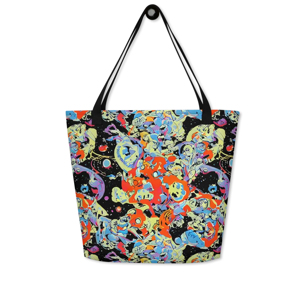 Blacklight Bones on Large Tote Bag W/ Pocket — Front