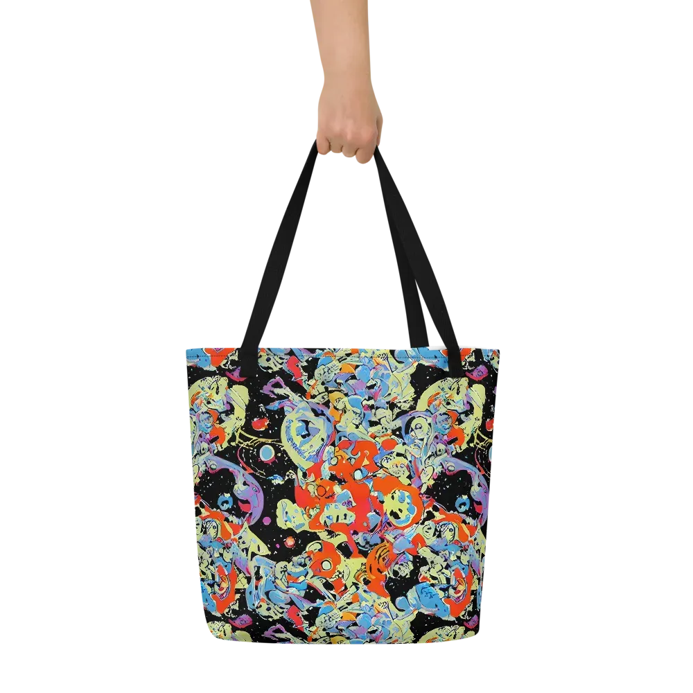 Blacklight Bones on Large Tote Bag W/ Pocket — Front