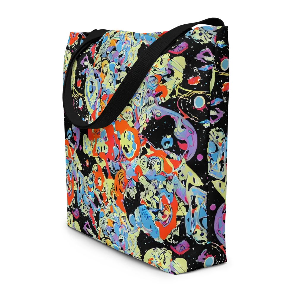 Blacklight Bones on Large Tote Bag W/ Pocket — Front