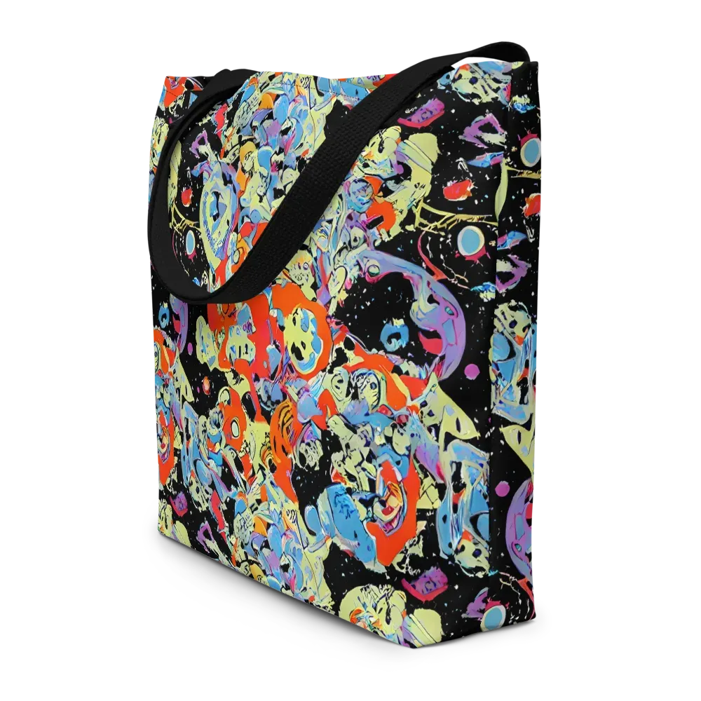 Blacklight Bones on Large Tote Bag W/ Pocket — Front