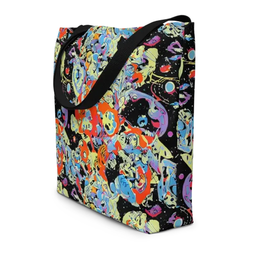 Blacklight Bones on a Large Tote Bag W/ Pocket