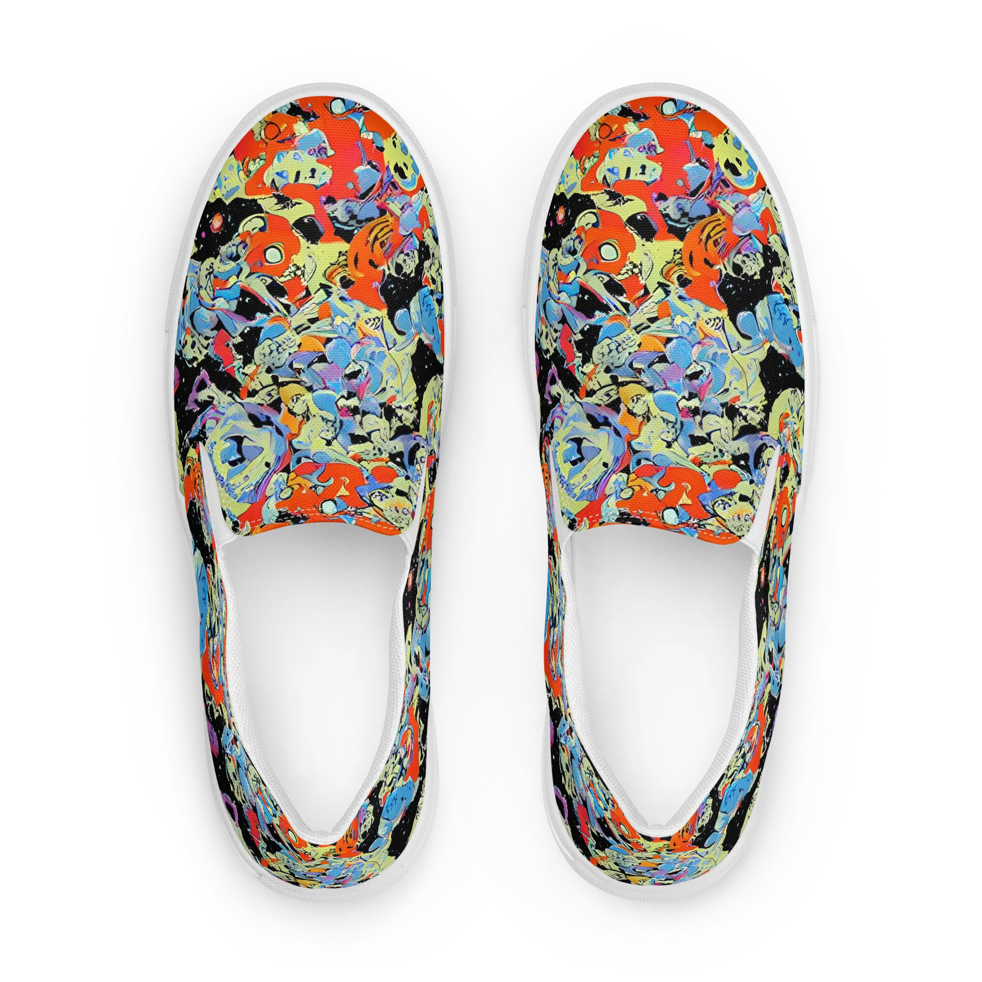 Blacklight Bones on Women's Slip-On Canvas Shoes — Front