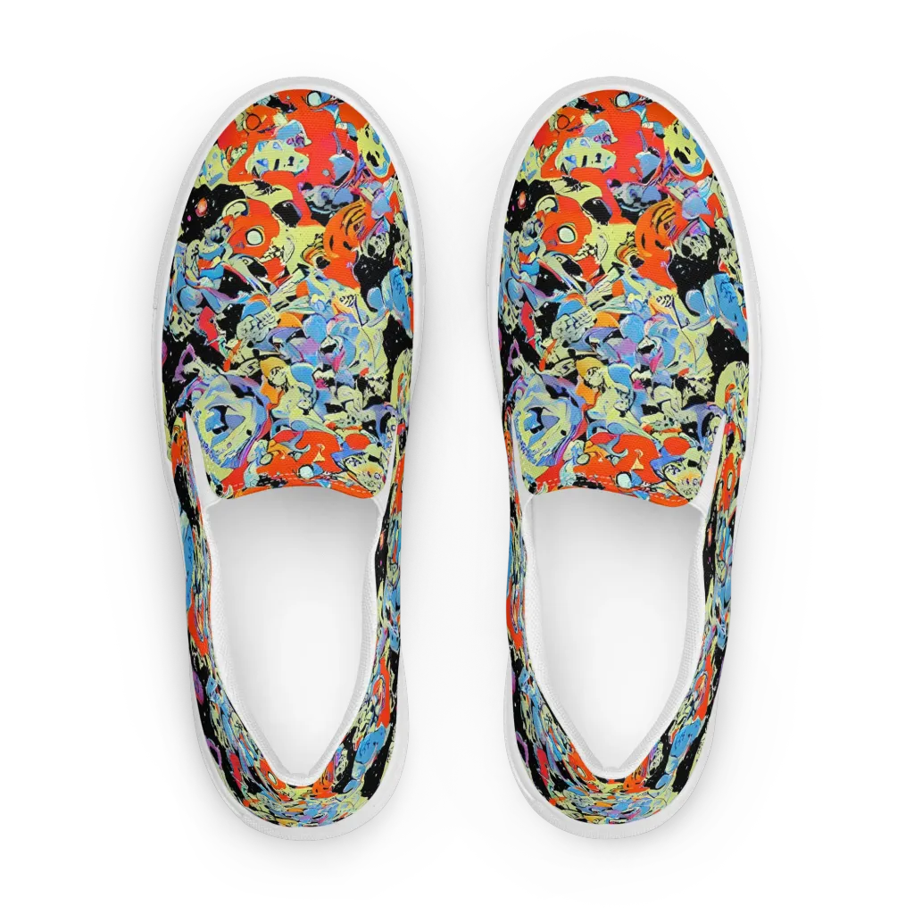 Blacklight Bones on Women's Slip-On Canvas Shoes — Front