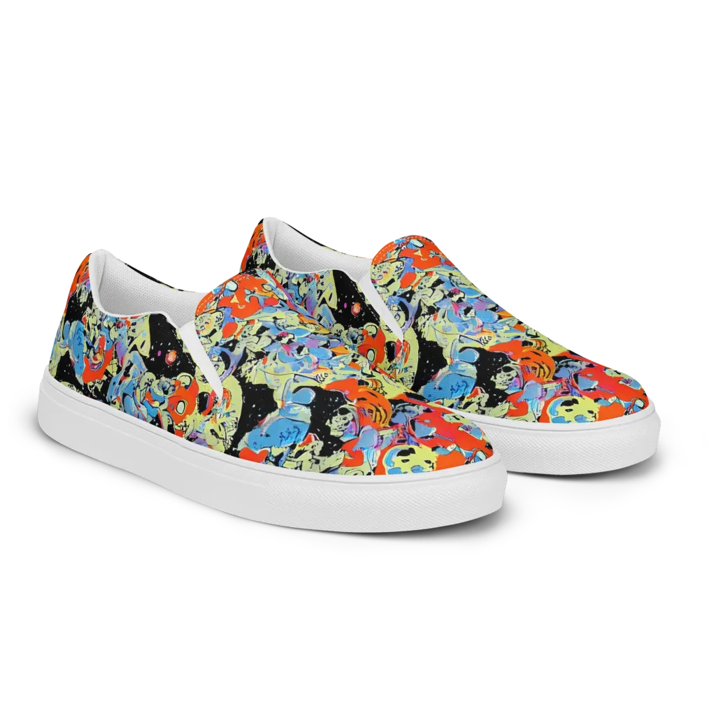 Blacklight Bones on Women's Slip-On Canvas Shoes — Right Front