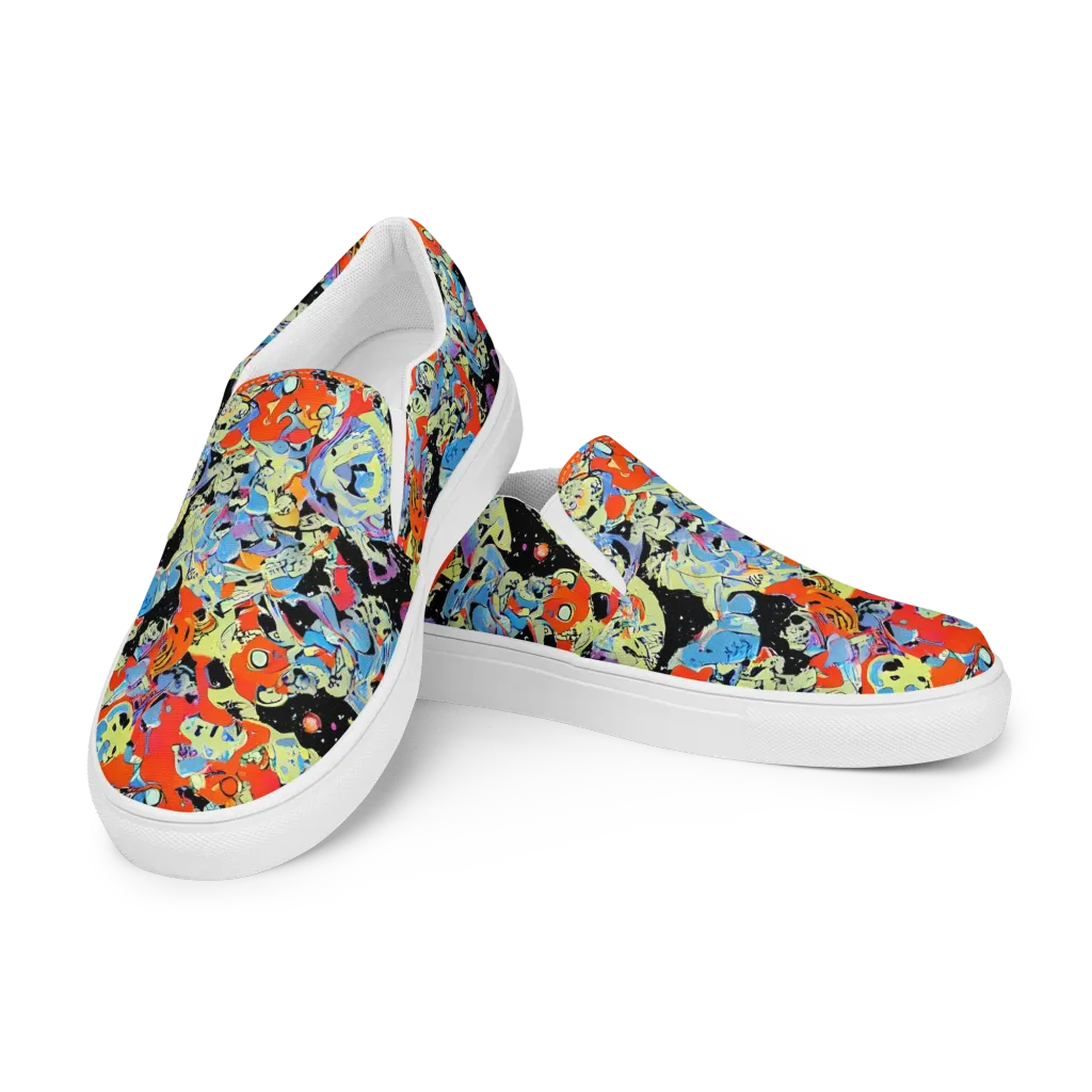 Blacklight Bones on Women's Slip-On Canvas Shoes — Left Front