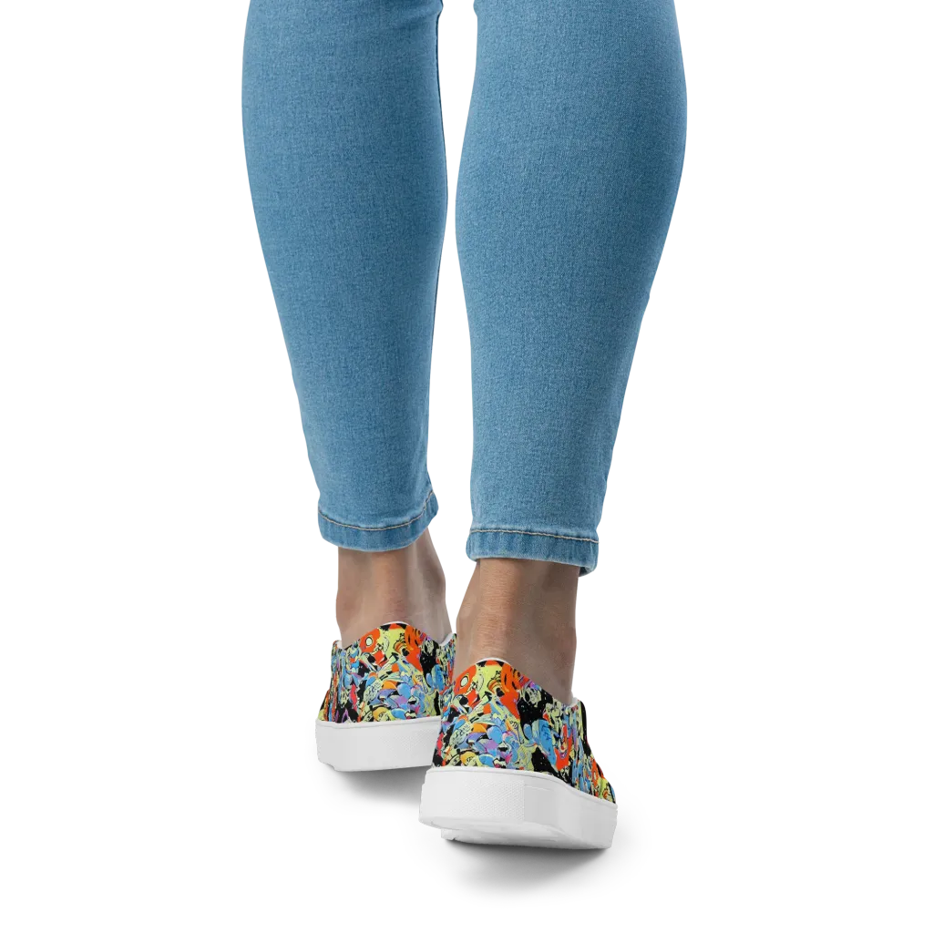 Blacklight Bones on Women's Slip-On Canvas Shoes — Back