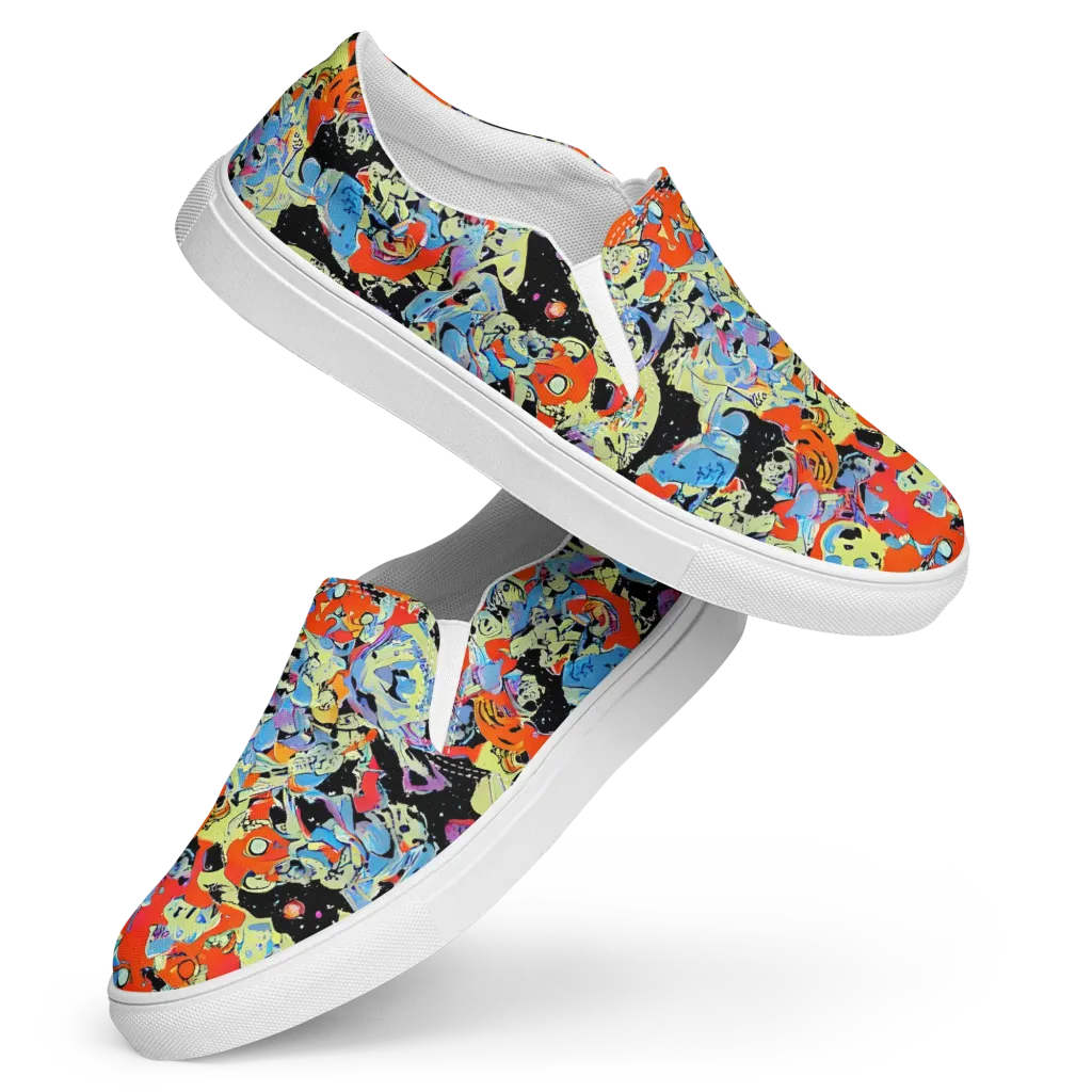 Blacklight Bones on Women's Slip-On Canvas Shoes — Front