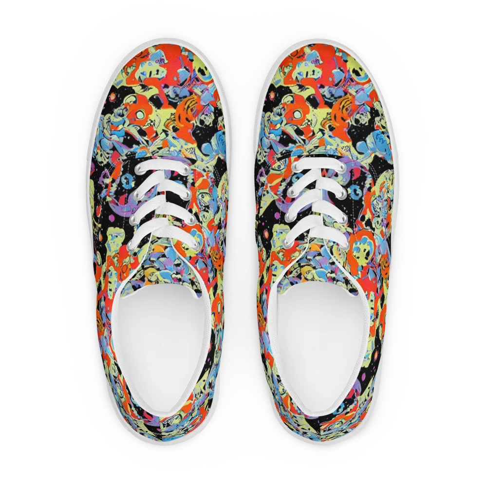 Blacklight Bones on Men's Lace-Up Canvas Shoes — Front