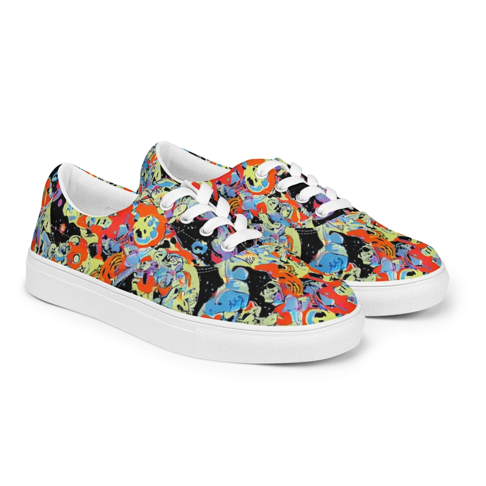Blacklight Bones on Men's Lace-Up Canvas Shoes — Right Front