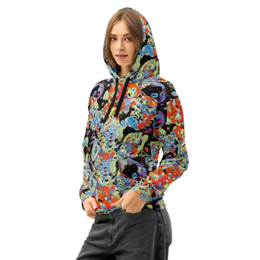 Blacklight Bones on a Cotton Hoodie