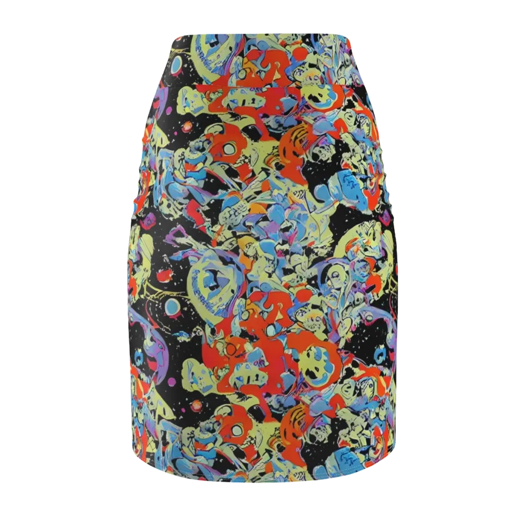 Blacklight Bones on Pencil Skirt — Back