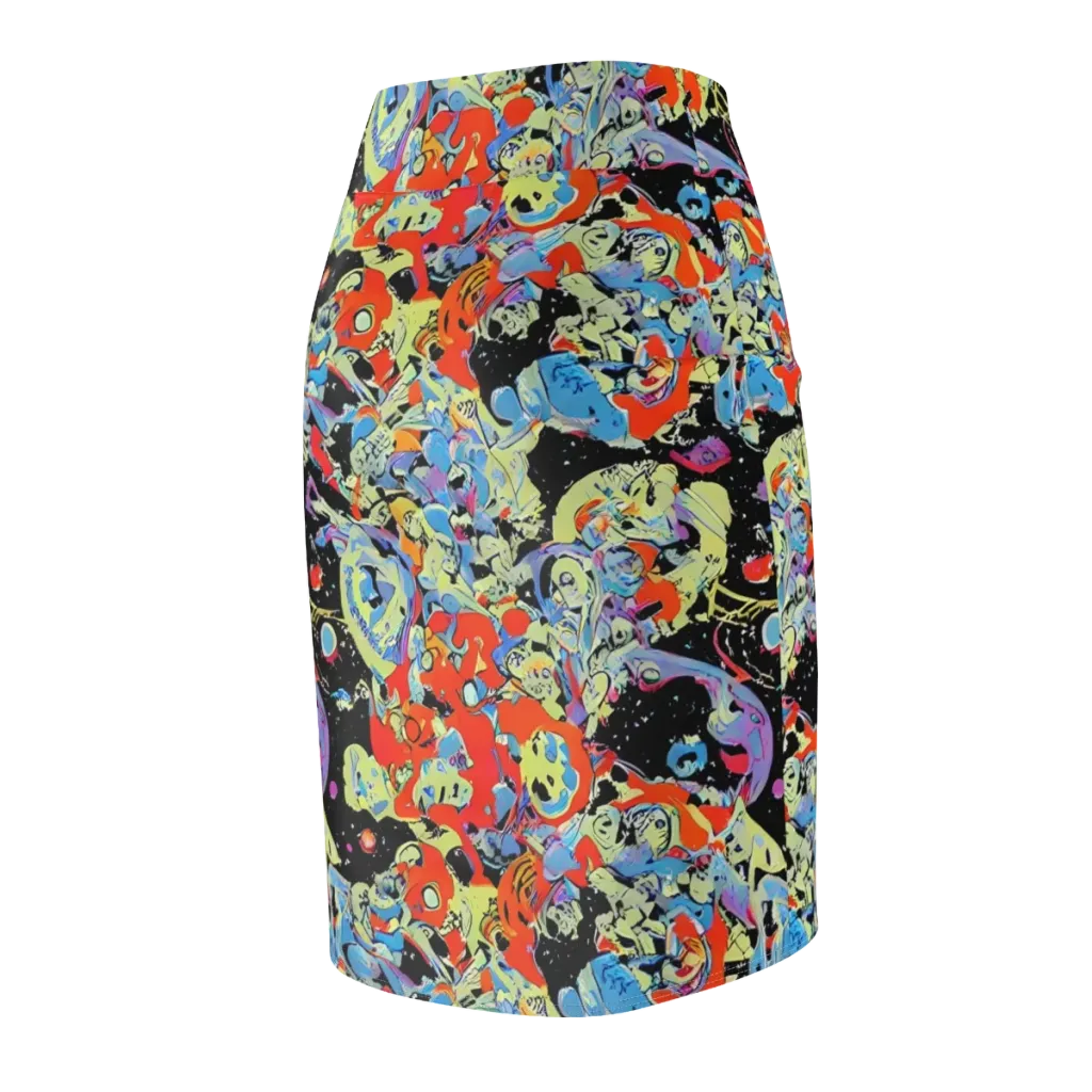 Blacklight Bones on Pencil Skirt — Back Side