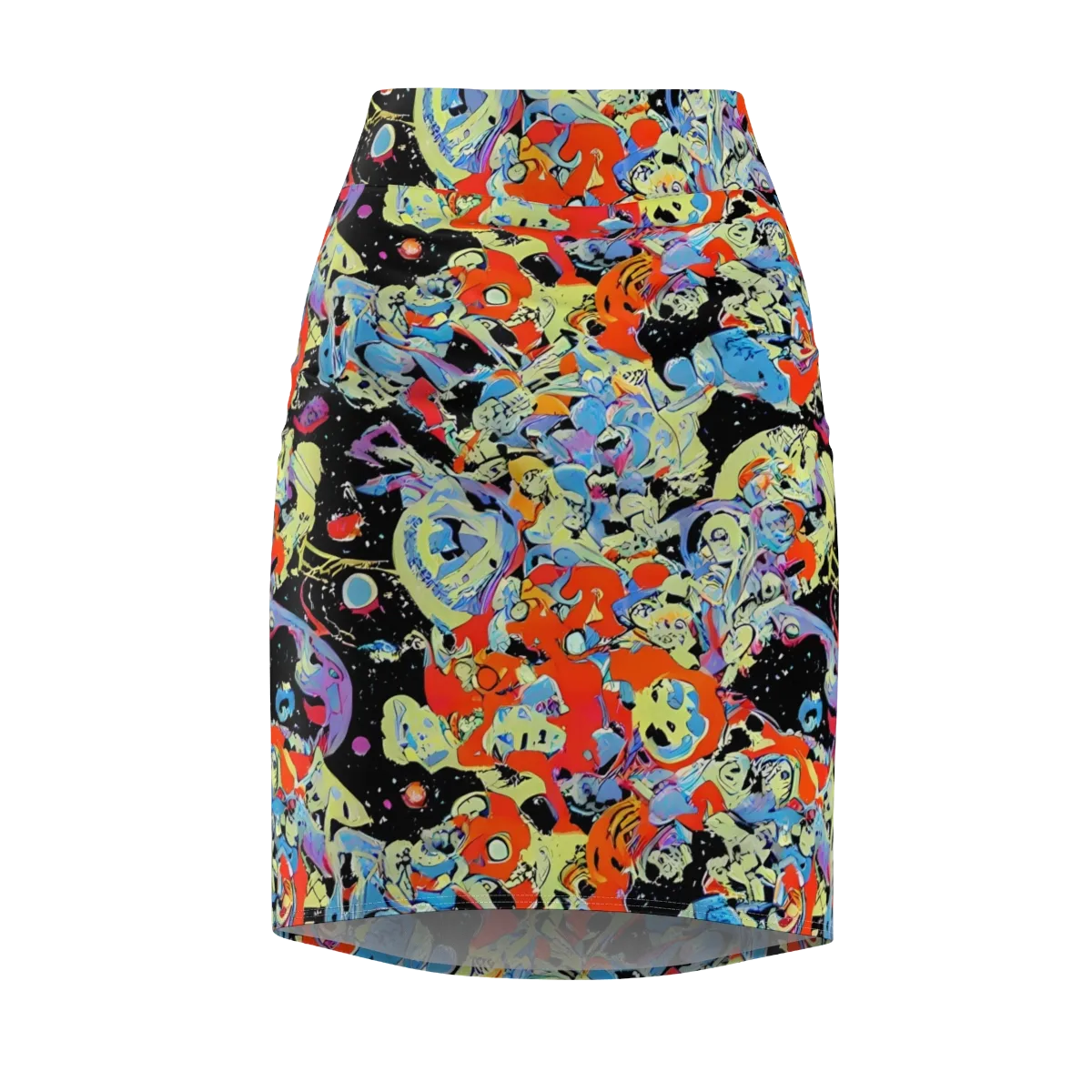 Blacklight Bones on Pencil Skirt — Front