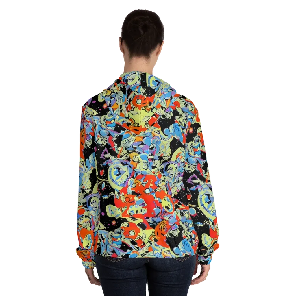 Blacklight Bones on Women's Full-Zip Hoodie — Back On Person