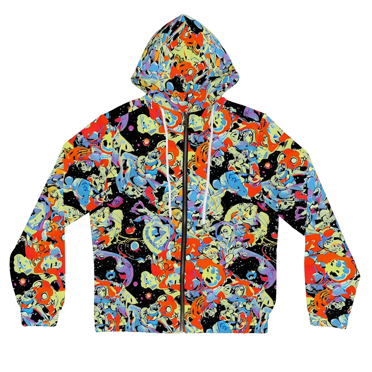 Blacklight Bones on Women's Full-Zip Hoodie — Front