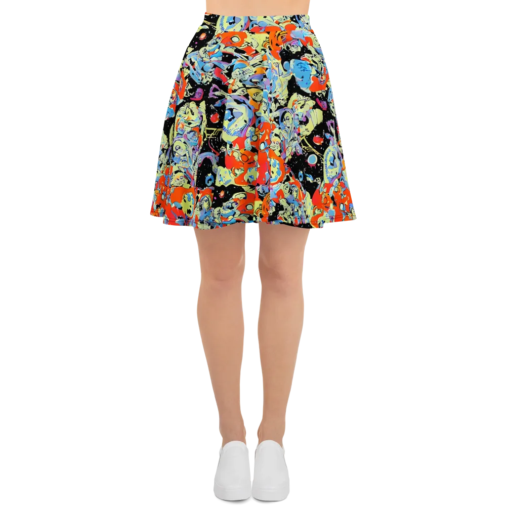 Blacklight Bones on Skater Skirt — Front