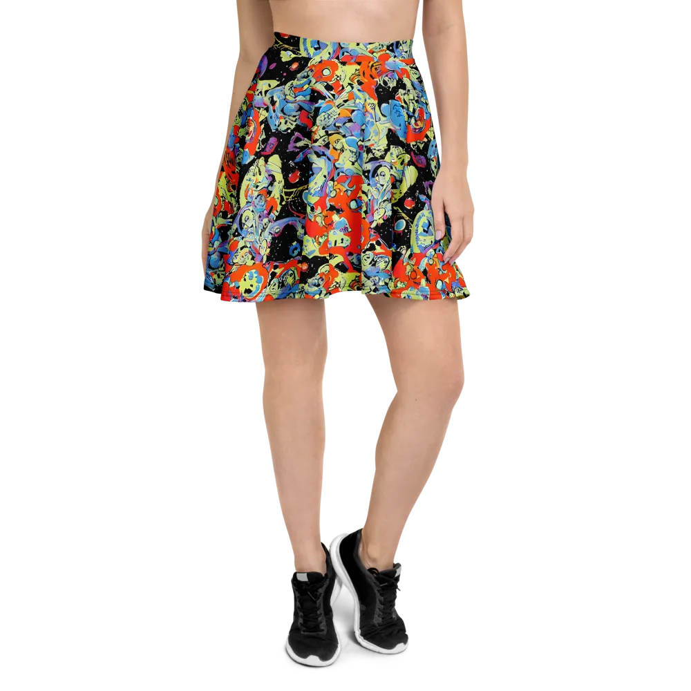 Blacklight Bones on Skater Skirt — Front