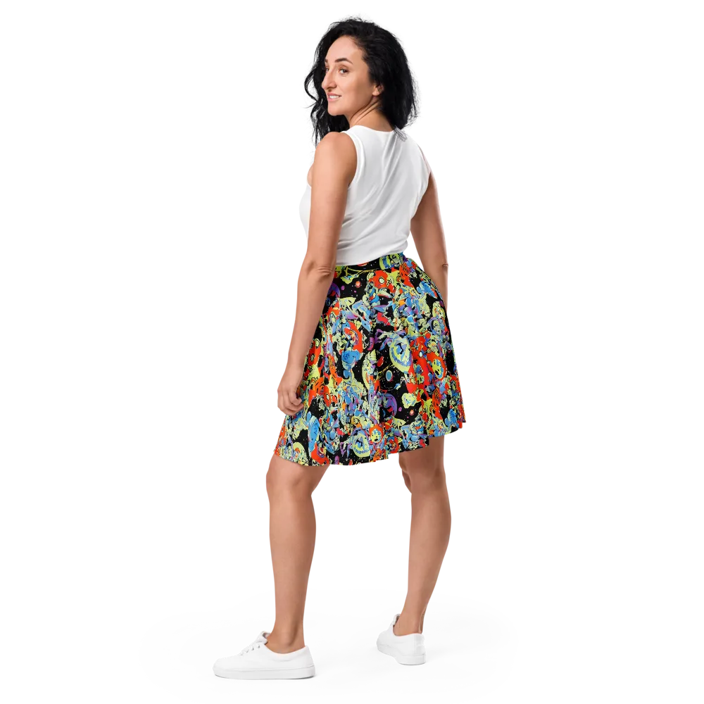 Blacklight Bones on Skater Skirt — Back