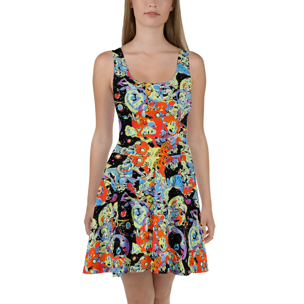 Blacklight Bones on Skater Dress — Front
