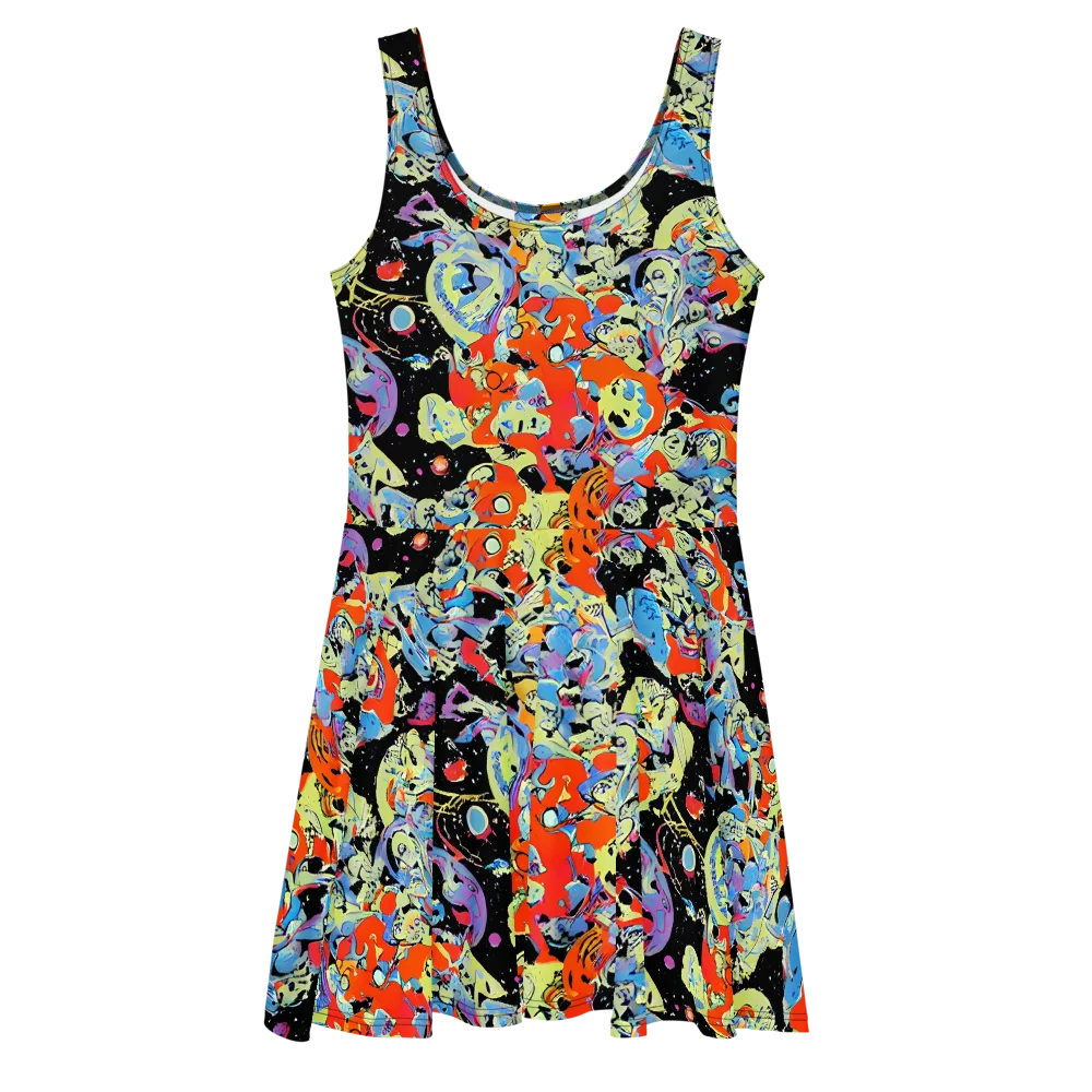 Blacklight Bones on Skater Dress — Front