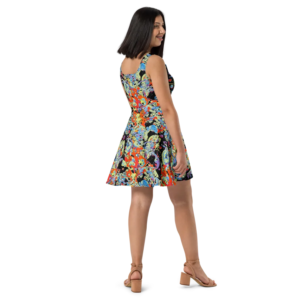 Blacklight Bones on Skater Dress — Right
