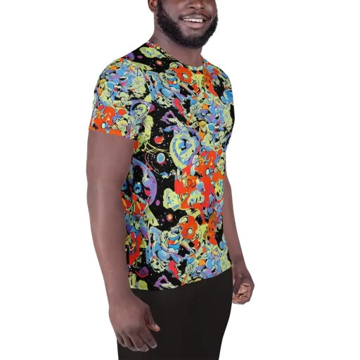Blacklight Bones on a Men's Athletic T-Shirt
