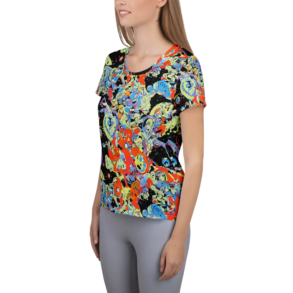 Blacklight Bones on Women's Athletic T-Shirt — Left