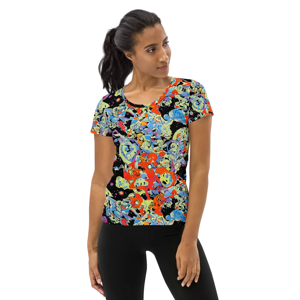 Blacklight Bones on Women's Athletic T-Shirt — Front