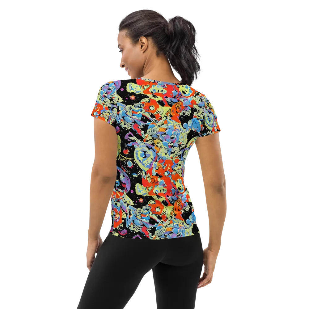 Blacklight Bones on Women's Athletic T-Shirt — Back